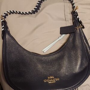 Coach Navy Leather Shoulder Bag